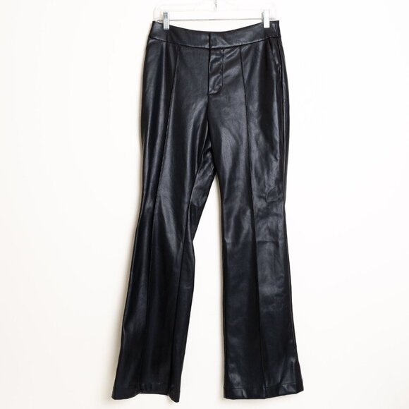 Anthropologie Avec Les Filles Faux Ever Leather Pants Flared Leg Trousers Black - Picture 5 of 13